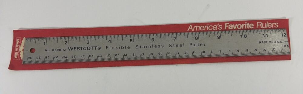 Westcott 12” Flexible Stainless Steel Ruler R590-12 - New